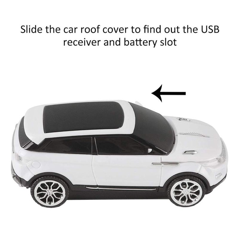 CHUYI Cool SUV Car Shaped Wireless Mouse 1600 DPI Optical Cordless Mice with USB Receiver for Office School Travel for PC Computer Laptop Gift (White-1 Pack) - Image 4